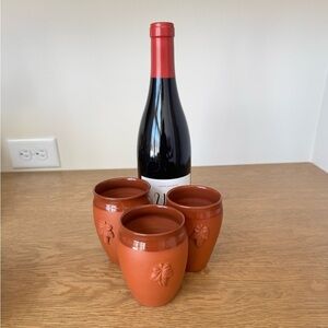 Earthworks Pottery Handcrafted Clay Wine Cups - Set of 3 - by Barbara Taylor